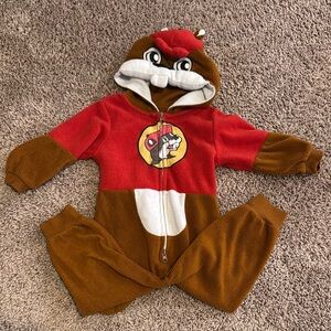 Red and Brown Animal-Themed Footie One Piece
